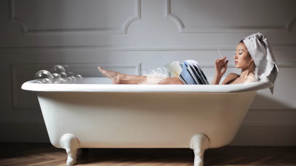 Relaxing in bath tub